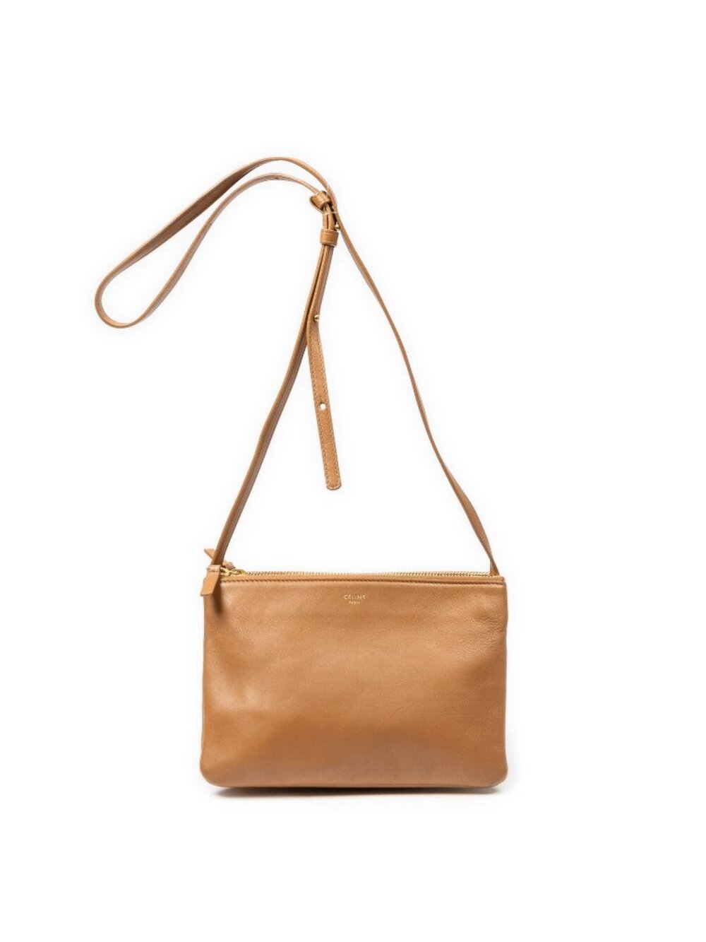 Celine Small Trio Crossbody Tan Calfskin Leather